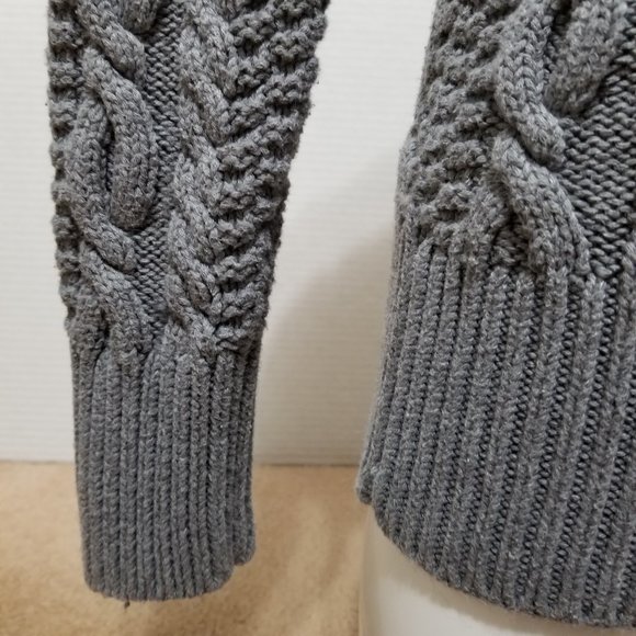 Moda International sweater Large chunky pullover v-neck cable knit cotton VS - Picture 6 of 10